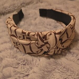 Chic Designer Inspired Headband in Cream and Brown